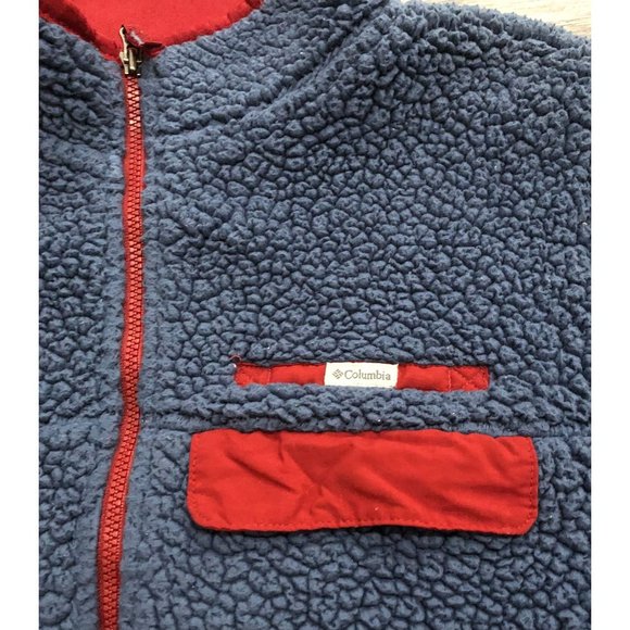 Columbia Womens XL Blue & Red Full Zip Chunky Fleece Jacket - Picture 2 of 6
